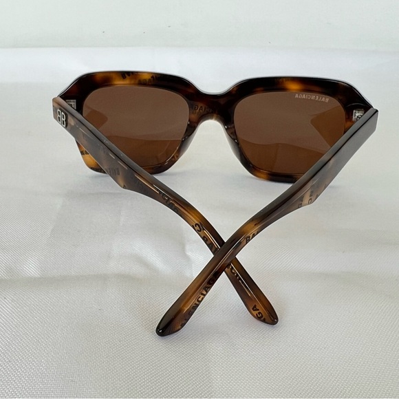 BALENCIAGA BB0127S Tortoise Frame Brown Lenses Square Shaped Sunglasses NWT - Picture 9 of 14